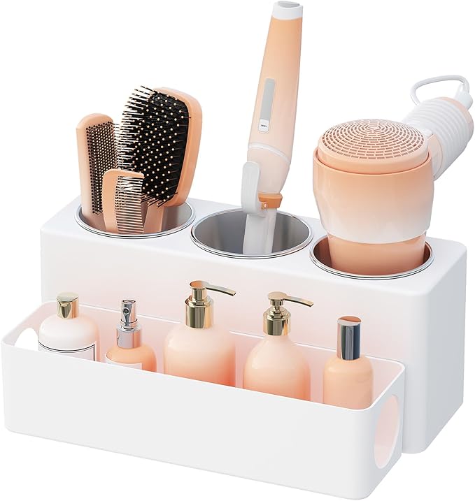 Lifewit Hair Tool Organizer Countertop, Removable Blow Dryer Holder for Bathroom, Acrylic Hot Tools Organizer Storage for Cur