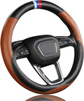 Steering Wheel Cover for BMW Leather Car Steering Wheel Covers Universal for Car SUV Truck with Anti-Slip Lining 14.5-15inch 