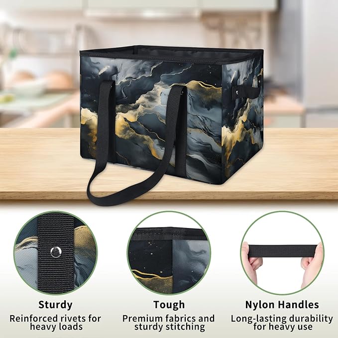 Reusable Grocery Bag Foldable Shopping Tote Bag with Handles Reusable Shopping Bags Large Kitchen Grocery Bags