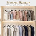 HOUSE DAY Black Velvet Hangers 60 Pack, Non Slip Clothes Felt Hanger Heavy Duty for Coat, Premium Slim Space Saving Suit Hang