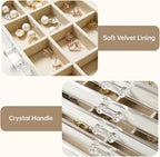 Acrylic Jewelry Box with 5 Drawers, Clear Earring Holder Organizer Rings Display Case with Adjustable Velvet Trays for Women 