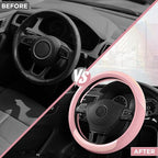 Road Comforts Steering Wheel Cover – Breathable Leather Steering Wheel Cover, Anti-Slip Grip, Universal Fit 14.5” to 15”, Hea
