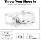 SEE SPRING X-Large Shoe Storage Box Fit Size 11, Clear Plastic Stackable Shoe Organizer for Closet, Space Saving Foldable Sho