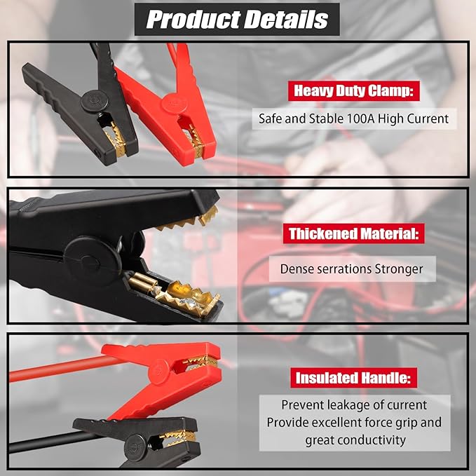 Car Jumper Start Adapter Jumper Cables for Milwaukee M18 18V,with 11AWG Cable,Jump Starting Adapter Auto Booster Cable for Jump Starting Car Using Tool Battery,Engine Under 3.5 Liters