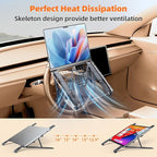 Foldable Car Laptop Holder, Adjustable Car Laptop Mount for Steering Wheel Tray Holder, Metal Notebook stand| Car Reading Stand | Car Tablet Holder, Multipurpose Travel Car Accessories-Gray