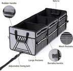 HIRALIY 4 in 1 Car Trunk Storage Organizer with Leakproof Cooler Bag, Multi-Compartment Foldable Trunk Storage Box for Car Truck SUV Gray