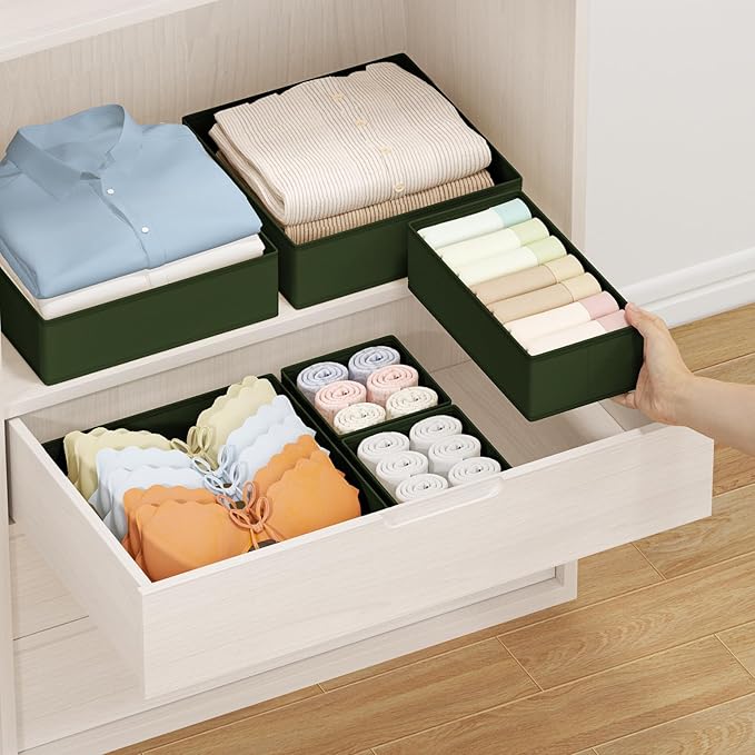 DIMJ Drawer Organizer Clothes, 15 Pack Dresser Organizer, Foldable Closet Organizers and Storage, Fabric Dresser Bins, Drawer