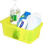 Storex Small Cubby Bins – Plastic Storage Containers for Classroom with Non-Snap Lid, 12.2 x 7.8 x 5.1 inches, Tint Yellow, 5