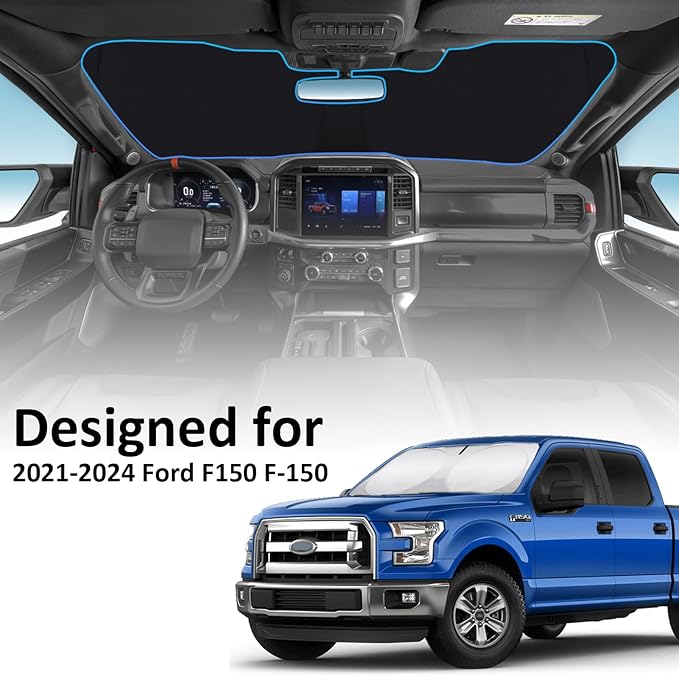 Windshield Sun Shades Sunshade fit for Ford F150 2021-2024 2025 2026 Front Window Shield Sun Visor Protector for Ford F150 F-150 Lariat King Ranch Platinum XL XLT Limited Raptor Truck Car Accessories