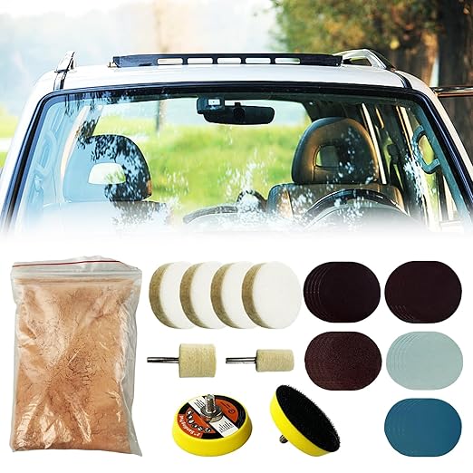 34Pcs Glass Polishing Kit, Multifunctional Scratch Remover Window Repair Tool for Window Repair, with Felt Polishing Wheel Po