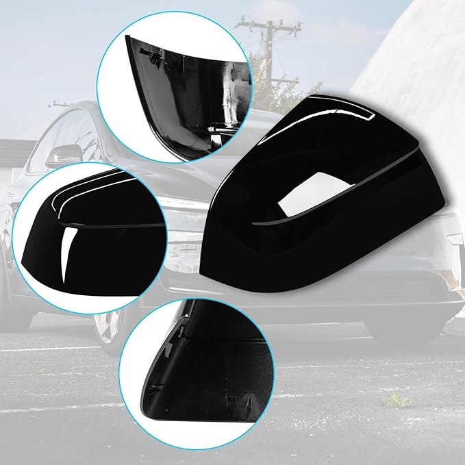 Jaronx Compatible with Tesla Model Y Juniper Mirror Cover Replacement 2025 2026, Right Passenger Side Clip-on Rear View Mirror Cover Cap for Model Y Juniper Accessories 1963539-D4-B (Solid Black)