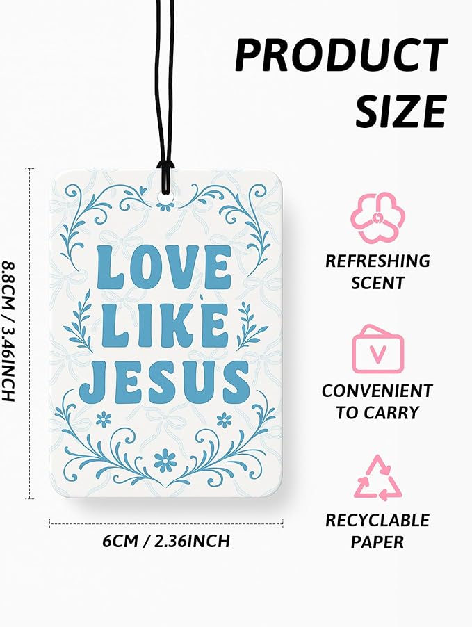 Coquette Blue Bow Floral Christian Car Air Freshener 4 Pcs, Preppy Girly Religious Hanging Air Freshener for Cars Closet Draw