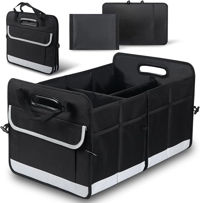 Car Trunk Organizer, 72L Large Capacity Waterproof Auto Storage with Non-Slip Bottom Strips, Collapsible Cargo Organizer for Suv