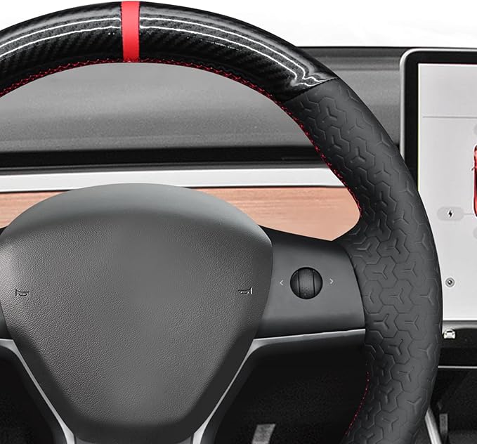 MEWANT Hand Stitched Steering Wheel Cover for Tesla Model 3 2017-2023 / Model Y 2020-2023 for Tesla Model 3/Y Accessories