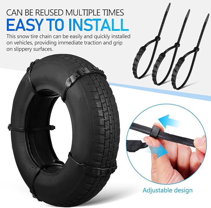 OUNONA Motorcycle Tire Chains 20 Pcs Universal Anti-Slip Snow Chains Snow Cable for Motor Bike Tires for Winter Ice Traction 