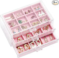 ProCase Earring Holder Organizer Jewelry Box with 3 Drawers, Acrylic Clear Earring Case with Adjustable Velvet Trays for Wome