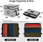 Fireproof Document Box with Lock, 2-Layer File Box Storage Organizer with 5 Tabs& Insert, Portable File Cabinet Storage Box w