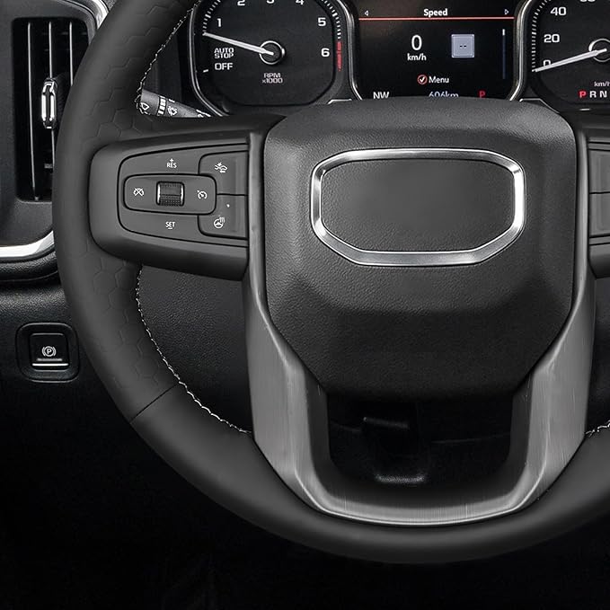 MEWANT Steering Wheel Cover for GMC Sierra Steering Wheel Cover for GMC Sierra 1500 / Sierra 1500 Limited/Sierra 2500 / Sierra 3500/ Yukon (XL) Hive Microfiber Leather