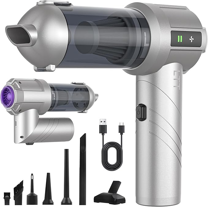 car Vacuum Portable Cordless, 18000PA Brushless Motor Hand Held Vacuum,Air Duster, 120W High Power Mini Vacuum Cleaner Foldab
