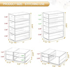 Makeup Organizer Storage with 16 Drawers, 4 Pcs Desktop Office Supplies, Desk Organizers, Clear Accessories, Dustproof Storag