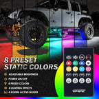 Car Underglow Kit, Xprite 4 Pcs Car Underglow Neon Accent Strip Lights 8 Color 252 LEDs RGB Sound Music Function with APP & Remote Control Underbody Light Strips for SUV Truck w/6FT Extension Wire