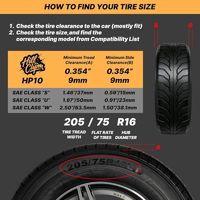 Snow Chains for Car Tires, Tire Chains for Passenger Cars, Sedan, SUVs, Quick Fit & Easy Installation, Portable Reusable Emer