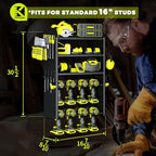 KAFAHOM Power Tool Organizer,Large 8 Drill Holder Wall Mount with 2 Side Pegboards,5 Layer Metal Tool Storage Rack with 12 Ho