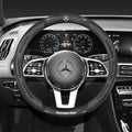 Car Steering Wheel Cover Fusion Carbon Fiber Premium Leather Non-Slip, Breathable, Trendy Accessories with Car Accessories (New-Black)