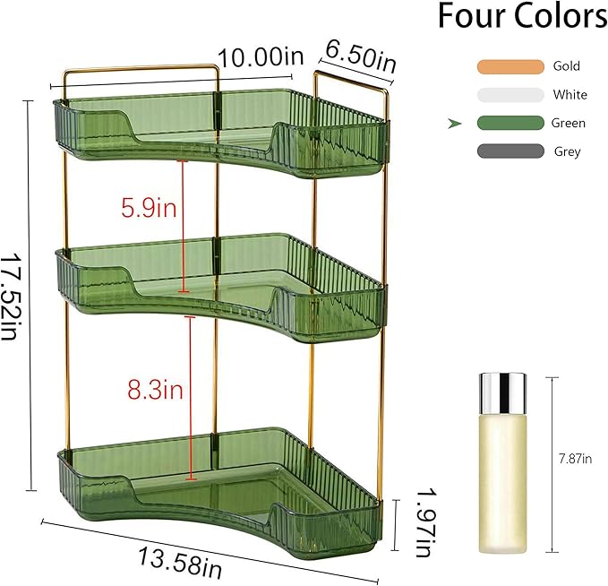 YCIA&DONE Corner Bathroom Counter Organizer, Makeup Organizer for Vanity, Skincare Cosmetic Perfume Tray, Corner Countertop S