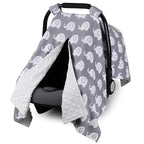 Rquite Car Seat Cover Baby, Carseat Covers for Boy Girl, Minky Infant Car Seat Cover Winter, Peekaboo Opening Car Seat Canopy