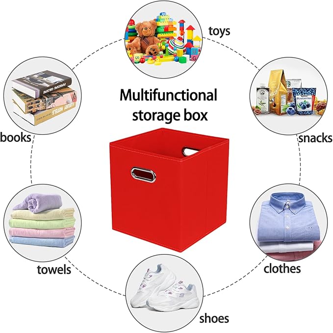 STOREONE Fabric Storage Bins Cubes Baskets Containers-(11X11X11) with Dual Handles for Shelf Closet, Nursery Home ， Bedroom O