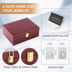 Jewelry Boxes for Women Girls PU Leather Jewelry Organizer Box 2 Layer Large Jewelry Storage Case Removable Tray for Necklace