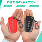 2 Pcs Silicone Key Fob Cover for Ford with Keychain, Soft Key Case Shell Full Protection for Explorer Fusion Escape Edge Expe