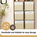 FinishingBo 13 x 13 Inch Fine Linen Storage Bins with Handles，Fabric Cube Boxs，Basket Organizers for Shelves for Home, Closet