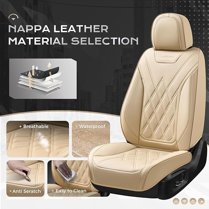 Coverado Car Seat Covers, Front Covers for Cars, Car Seat Cover Front Seats, Automotive Seat Cover, Waterproof, Leather Car S
