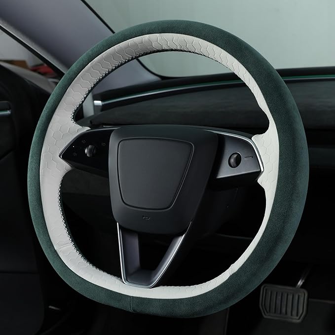 MEWANT DIY Stitching 3D Style Steering Wheel Cover Wrap for Tesla Model 3 Highland 2023-2025/Model Y 2025 Highland for Tesla Model 3/Model Y Accessories(3D Style)