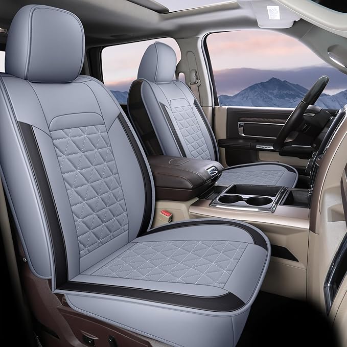 Coverado Seat Covers for Dodge Ram, Waterproof Front Car Seat Covers for Truck Compatible with 2002-2026 Dodge Ram 1500 2500 