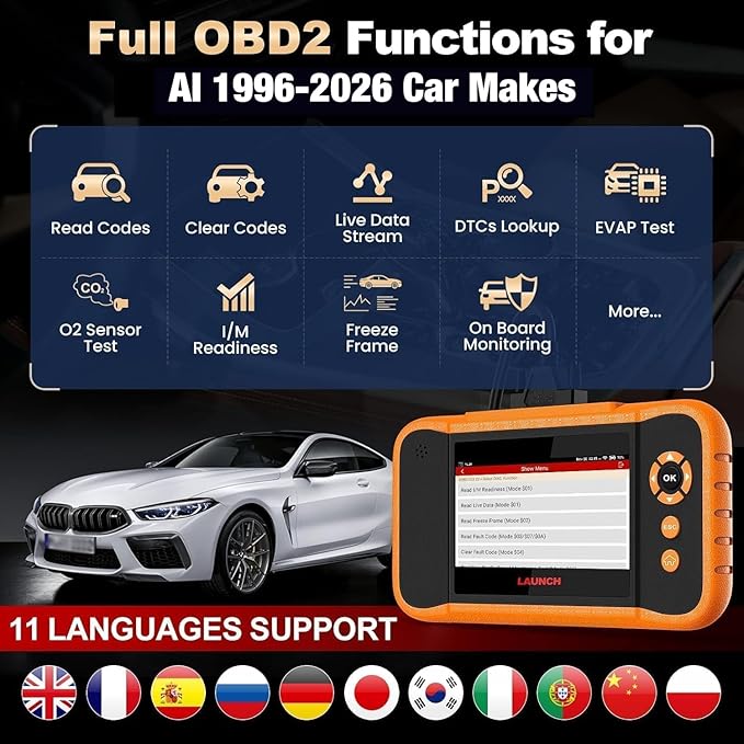 LAUNCH X431 Creader Elite 2.0 FGC OBD2 Scanner,ECU Code, Bi-Directional Scan Tool for Ford, for GM, for Chrysler,100+ Reset,