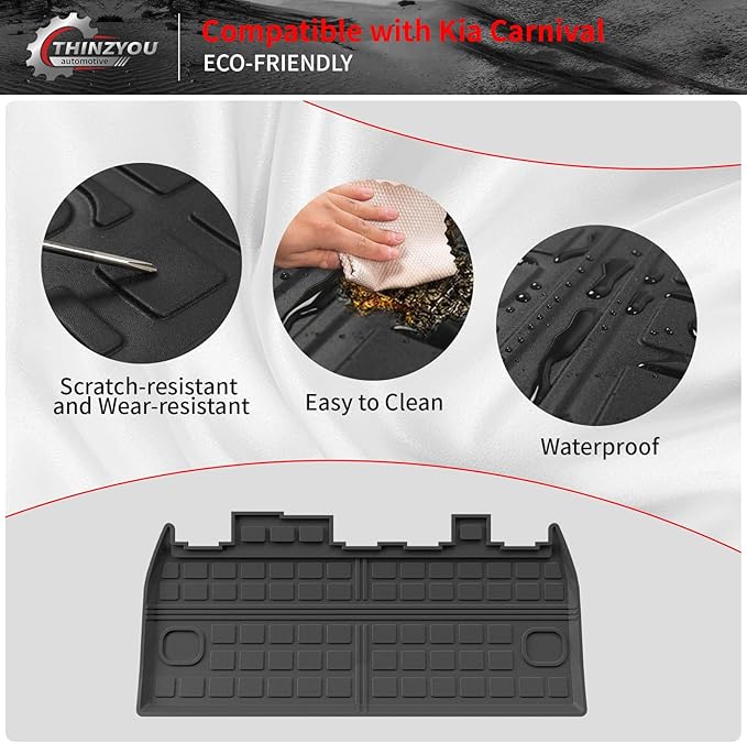 Floor Mats Compatible with 2022-2025 2026 Kia Carnival 8 Seater MPV No Hybrid&Prestige Trunk Liner Cargo Liner Cargo Mat 2024 Carnival Accessories (Floor Mats+Trunk Mat+Backrest Mats)