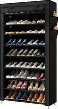 Laiensia 9-Tier Vertical Shoe Rack Organizer, Space Saving Shoe Storage Organizer, Non-Woven Cover Shoe Shelf Holds 36-45 Pai