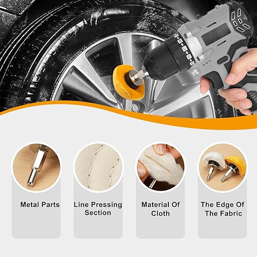 Drill Buffing Wheel Kits 9pcs, Polishing Wheel with Green Compound, High Density Polisher Buffing Wheels for Metal, Jewelry, Car, Aluminum, DIY Buffing & Finishing