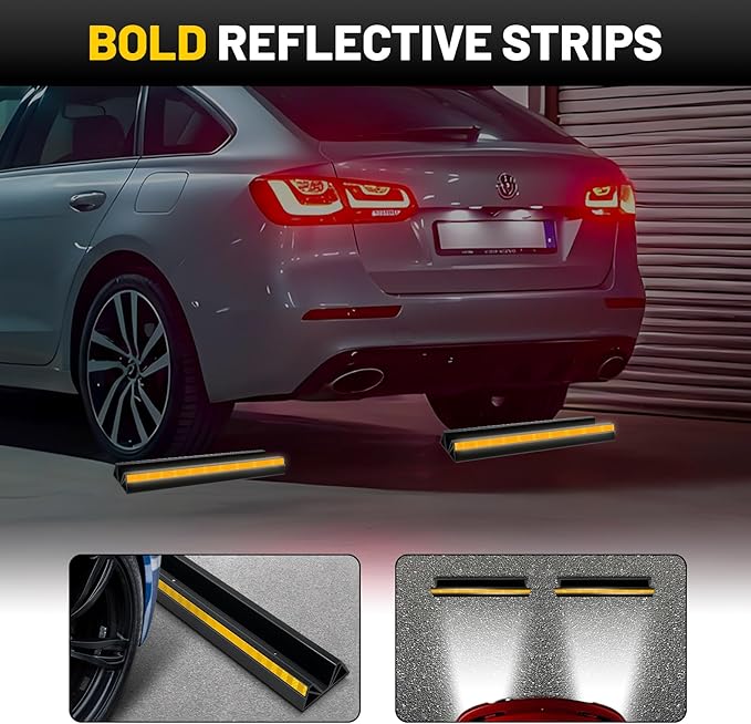 ROBLOCK 18" Parking Stopper for Garage, Car Stopper for Garage Precision Stopping, Heavy Duty Parking Block with Reflective Strips, Suitable for Car, SUV, Easy Install, 2 Packs