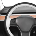 MEWANT Hand Stitched Real Leather Steering Wheel Cover for Tesla Model 3 2017-2023 / Model Y 2020-2023 for Tesla Model 3/Y Accessories(3D Style)
