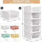 8 Pack Stackable Closet Storage Basket - Stackable Storage Bins, Multifunctional & Foldable Closet Organizer Waterproof, Ward
