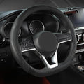 West Llama Flat Bottom Car Steering Wheel Cover for Nissan,D Shaped Steering Wheel Cover for Rogue,Altima,Kicks (Black-Standa