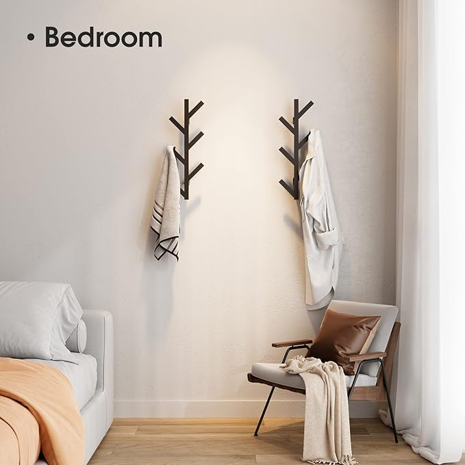 RRG Vertical Coat Rack Wall Mounted 16 Inch, Metal Vertical Hat Rack for Wall, Modern Coat Rack Tree for Hats, Jackets, Bags,