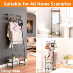 Metal Blanket Ladder with Basket, 5 Tier Rustic Blanket Rack with Hooks for Living Room, Bedroom, Farmhouse Decor – 5.2ft Wal