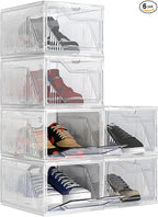 AWTATOS Shoe Storage Boxes, Thickened Shoe Storage Organizer with Clear Magnetic Door, Stackable Shoe Container with Lids, Co