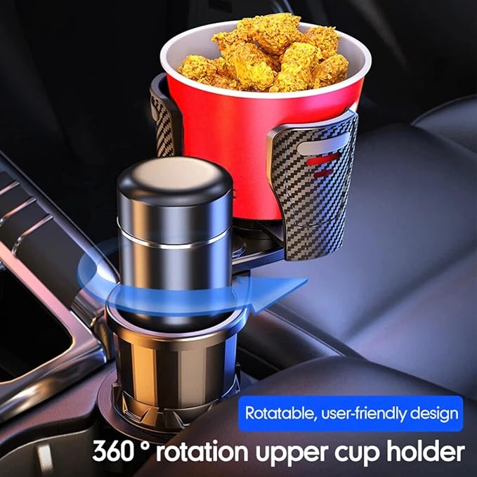 Car Cup Holder Expander Adjustable Base 2 in 1 Dual Layer Cup Holder Large Capacity Storage 360 Degree Rotating Cup Slot Large 10/40 oz Bottles & Big Drinks Travel Cup