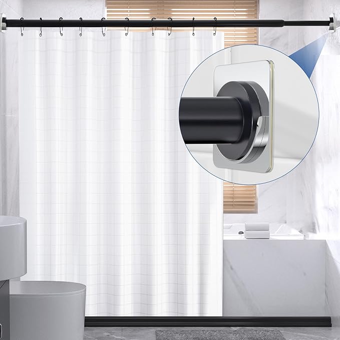 Metal Shower Rod Holders, Adhesive Shower Curtain Rod Holder for Wall- No Drilling or Screw Mount, 2 Pack Heavy Duty Shower R